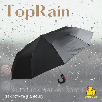 Чоловічий зонт чорний напівавтомат Toprain-357 на 10 спиць карбон PR0007 фото