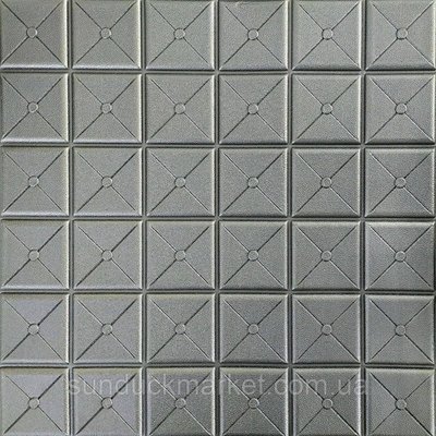 Самоклеюча декоративна 3D панель квадрат срібло 700x700x8мм (177) SW-00000188 SW-00000188 фото
