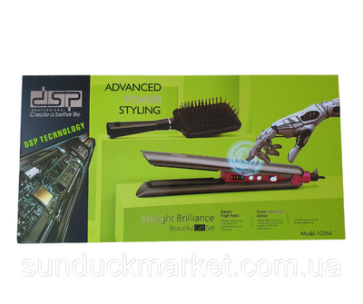 Комплект для стайлинга волос DSP утюжок + массажная щетка (расческа) 2096716279 фото