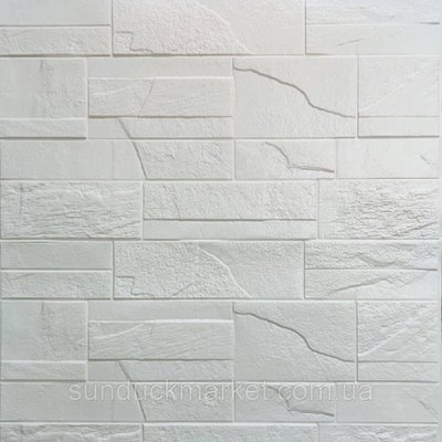 Самоклеюча декоративна 3D панель камінь Біла бита цегла700х770х5мм (180) SW-00000426 SW-00000426 фото