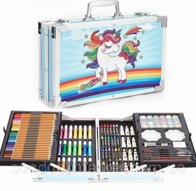 Подарочный набор для рисования в голубом чемодане Единорог 2050681726 фото
