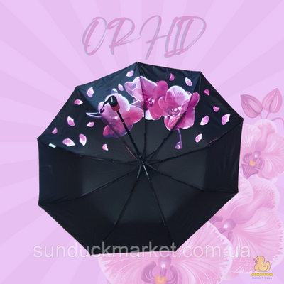 Зонтик женский полуавтомат с орхидеей изнутри "Toprain"130 PR0004 фото