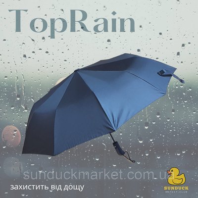 Чоловічий чорний зонт напівавтомат Toprain-245 на 10 спиць карбон PR0005 фото