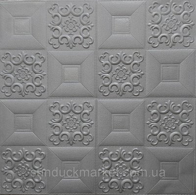Самоклеюча декоративна настінно-стельова панель срібний візерунок 700x700x5мм (181) SW-00000481 SW-00000481 фото