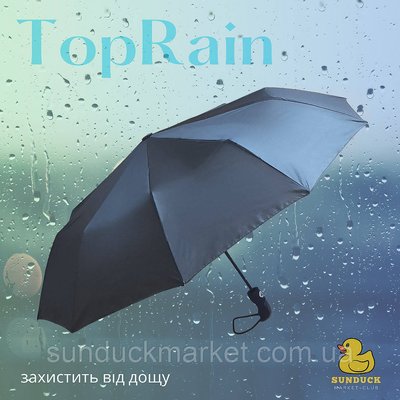 Чоловічий чорний зонт напівавтомат Toprain-248 на 10 спиць карбон PR0006 фото